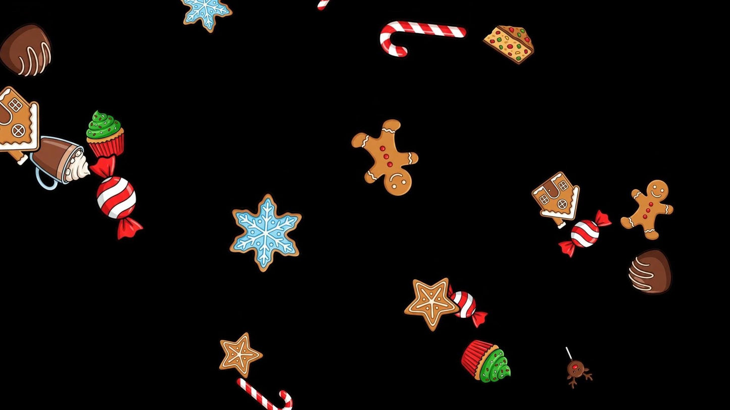 Merry Munchies Stream Alert - Full Screen Snow & Festive Food Rain Animated Overlay - Transparent Background - 1920x1080 - Instant Download