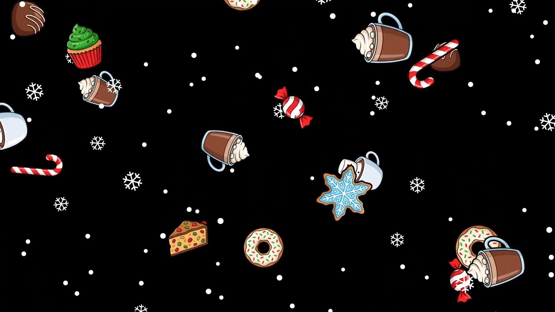 Merry Munchies Stream Alert - Full Screen Snow & Festive Food Rain Animated Overlay - Transparent Background - 1920x1080 - Instant Download