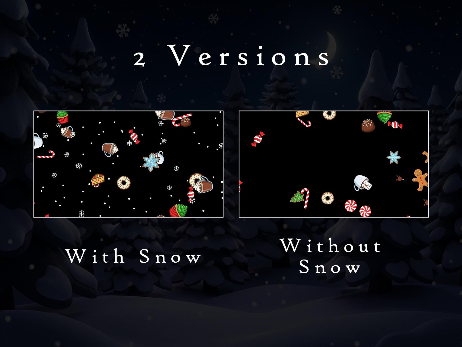 Merry Munchies Stream Alert - Full Screen Snow & Festive Food Rain Animated Overlay - Transparent Background - 1920x1080 - Instant Download