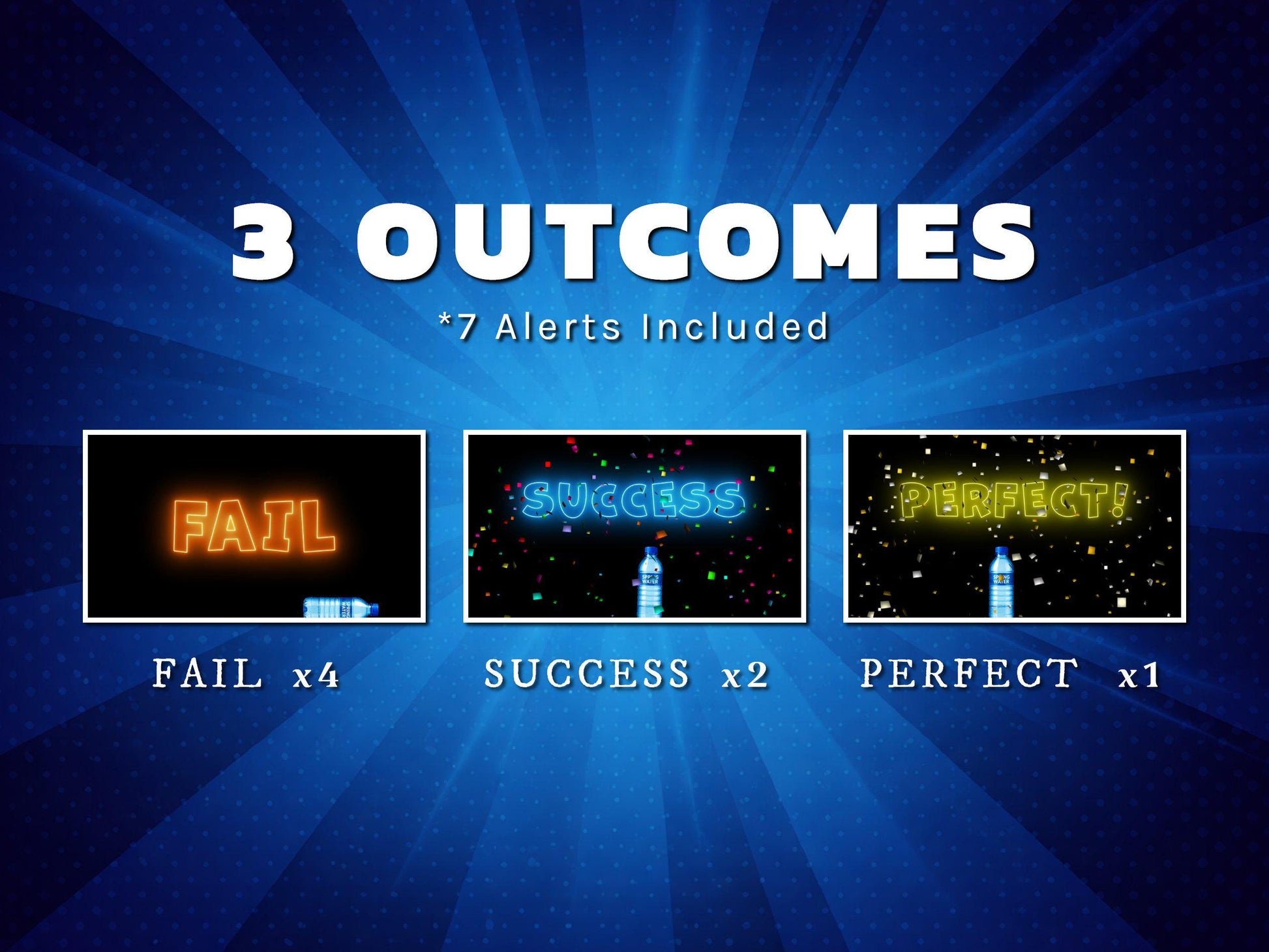 Bottle Flip Challenge Stream Alert Pack - Interactive Chat Game - 7 Outcomes - Full Screen Animated Overlay - Transparent Background - Sound