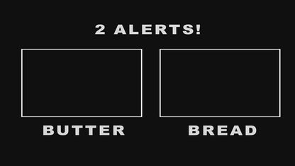 Bread & Butter Stream Alert Bundle - Two Fun Food Animations - Full Screen Overlays w/ Transparent Background - 1920x1080 - Instant Download