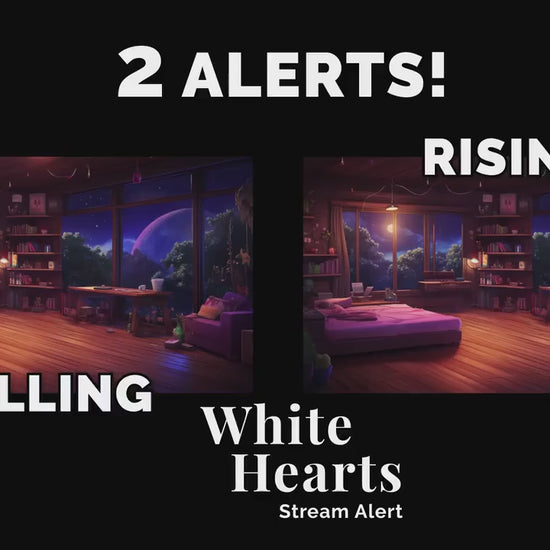 White Hearts Stream Alert - Full Screen Animated Overlay w Transparent Background - 1920x1080 - Instant Download - Includes Two Cute Effects