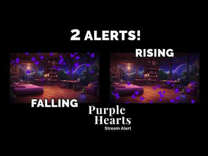 Purple Hearts Stream Alert - Full Screen Animated Overlay w Transparent Background - 1920x1080 - Instant Download - Includes Two Fun Effects