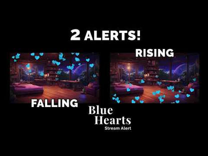 Blue Hearts Stream Alert - Full Screen Animated Overlay w Transparent Background - 1920x1080 - Instant Download - Fun and Easy To Set Up!