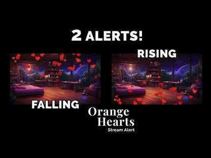 Orange Hearts Stream Alert - Full Screen 1920x1080 Animated Overlay w Transparent Background - Instant Download - Tutorial for Use Included