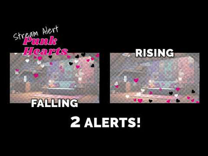 Punk Hearts Stream Alert - Animated Overlay with Transparent Background - 1920x1080 Full Screen - Fun New Follower Effect - Instant Download