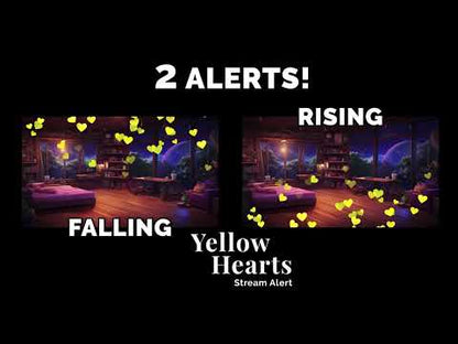 Yellow Hearts Stream Alert - Full Screen Animated Overlay w Transparent Background - 1920x1080 - Instant Download - Fun New Follower Effect!