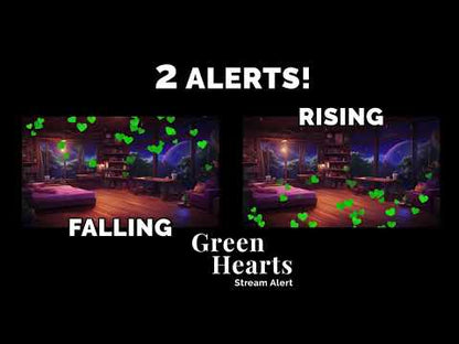 Green Hearts Stream Alert - Full Screen Animated Overlay w Transparent Background - 1920x1080 - Instant Download - Cool New Follower Effect