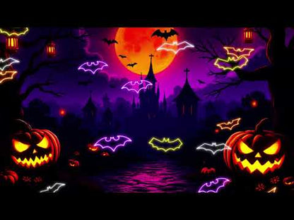 Halloween Neon Bats Stream Alert - Full Screen Animated Overlay - Transparent Background - 1920x1080 - Instant Download - Fun Spooky Effect