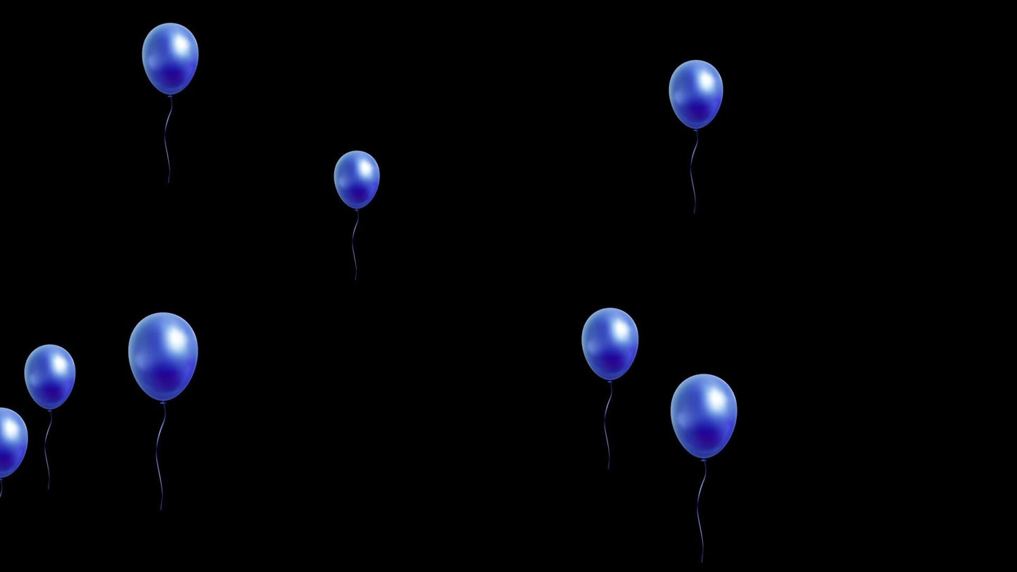 Floating Blue Balloons - Birthday Stream Effect - Transparent Animated Overlay for Twitch Youtube - Donation Cheers Bits! Fun Party! HBD!