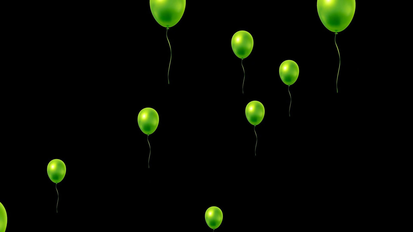 Green Balloons Alert - Birthday Stream - Transparent Animated Overlay for Twitch Youtube Facebook - Donation Cheers Bits! Fun Party! HBD!