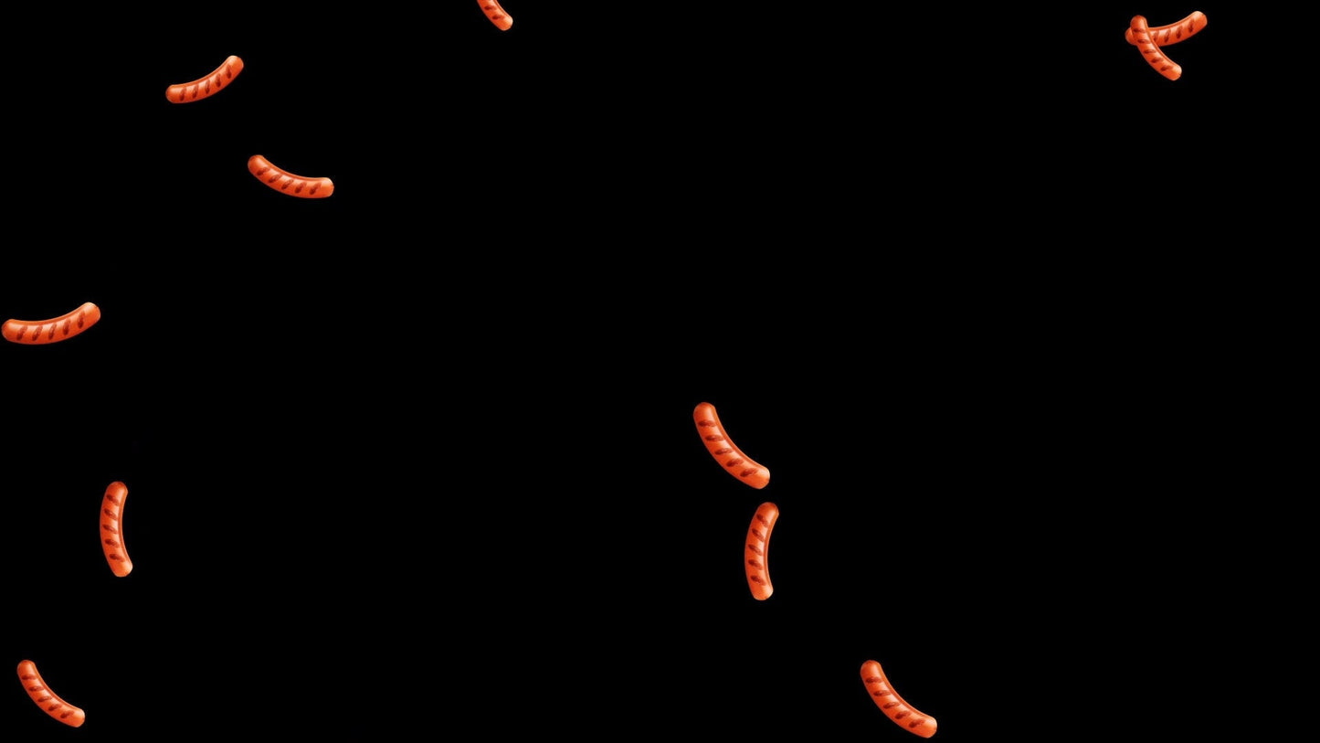 Sausage Drop Animated Alert - Hot Dog Rain Stream Effect - Full Screen Overlay 1920x1080 w/ Transparent Background - Raining Dogs Animation