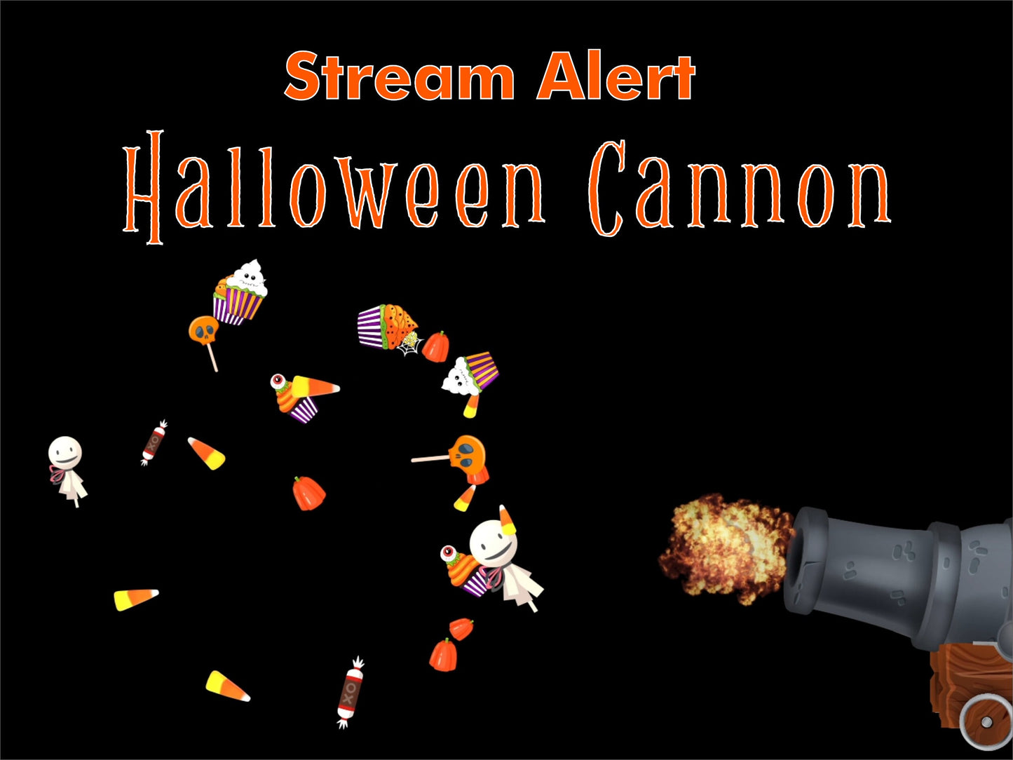 Candy Cannon - Animated Halloween Alert Overlay - Two Versions - Transparent Full Screen Stream Decoration - Twitch Youtube - With Sound