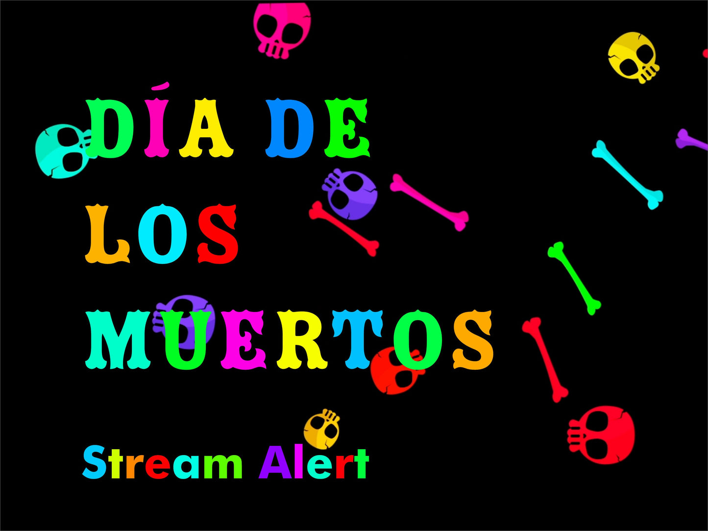 Day Of The Dead Overlay Alert - Dia De Los Muertos - Rainbow Raining Skulls & Bones - Twitch Donation Cheer Bits Alerts - Halloween - Spoopy