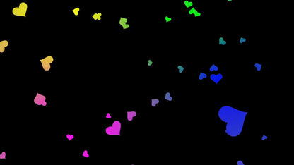 Rainbow Raining Hearts Alert - Transparent Multi-Color Heart Rain Animated Full Screen Overlay - Donations and Cheers - Twitch - Cute Kawaii