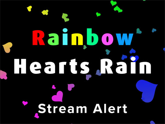 Rainbow Raining Hearts Alert - Transparent Multi-Color Heart Rain Animated Full Screen Overlay - Donations and Cheers - Twitch - Cute Kawaii