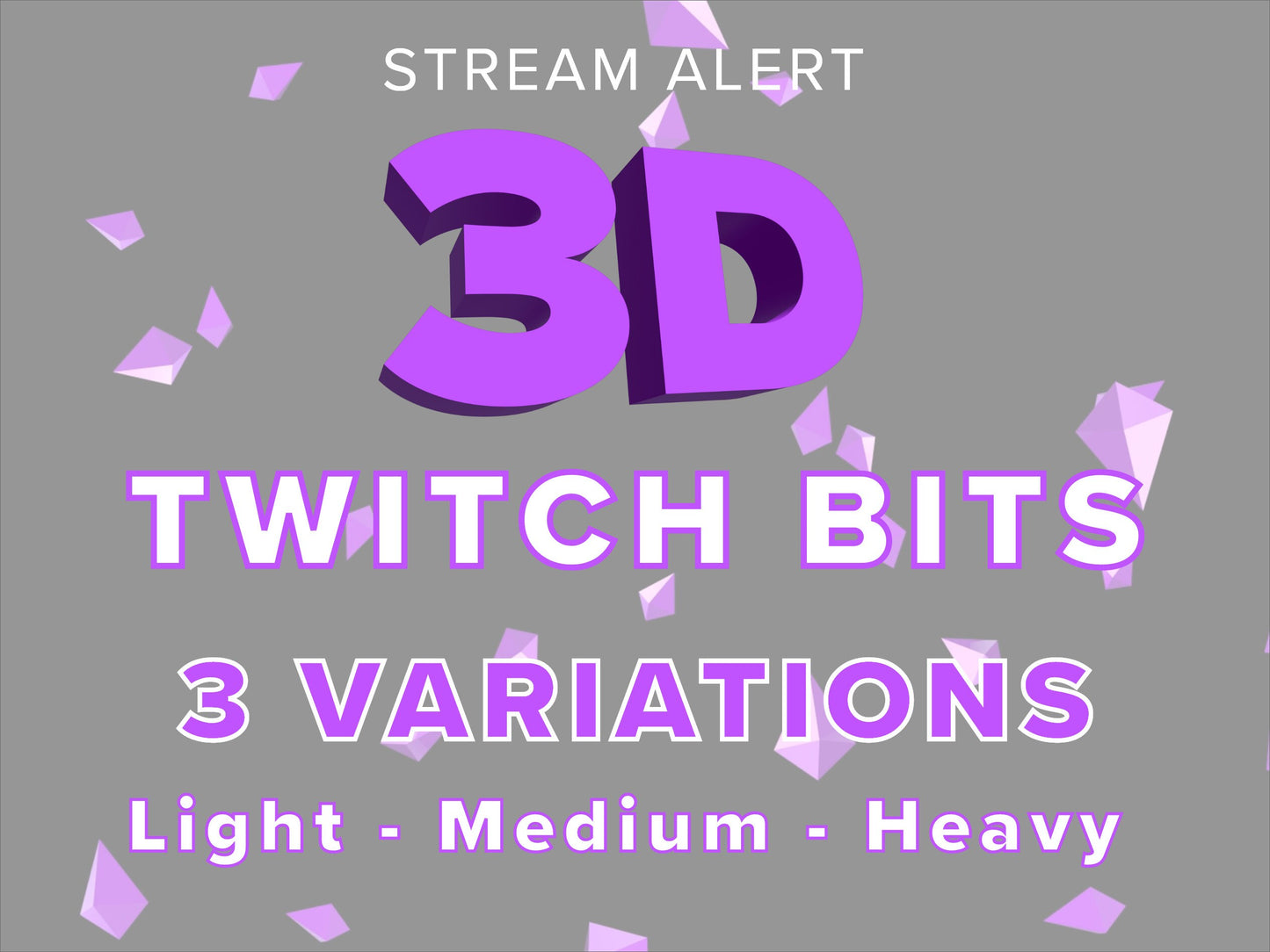 Twitch Bit Cheer Alert Bundle - 3D Purple Raining Bits - Animated Transparent Overlay Alerts - Stream Animation for Cheers - 3 Variations