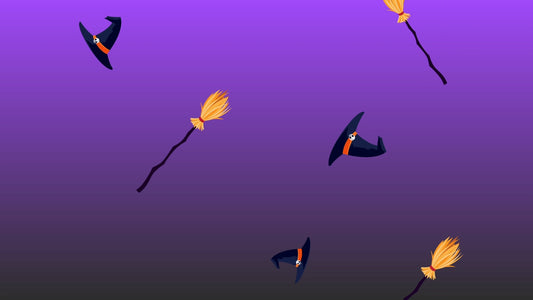 Witch Hats & Brooms Alert - Animated Full Screen Transparent Twitch Stream Overlay for Donations Cheers etc | SPOOKY + SPOOPY Halloween