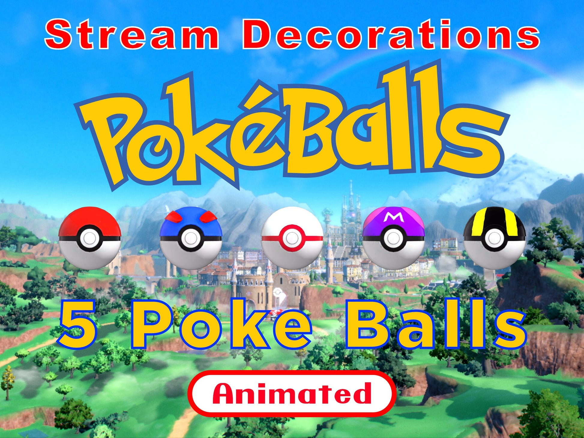 Poké Ball Bundle - Stream Decoration - 5 Looping Assets - Great