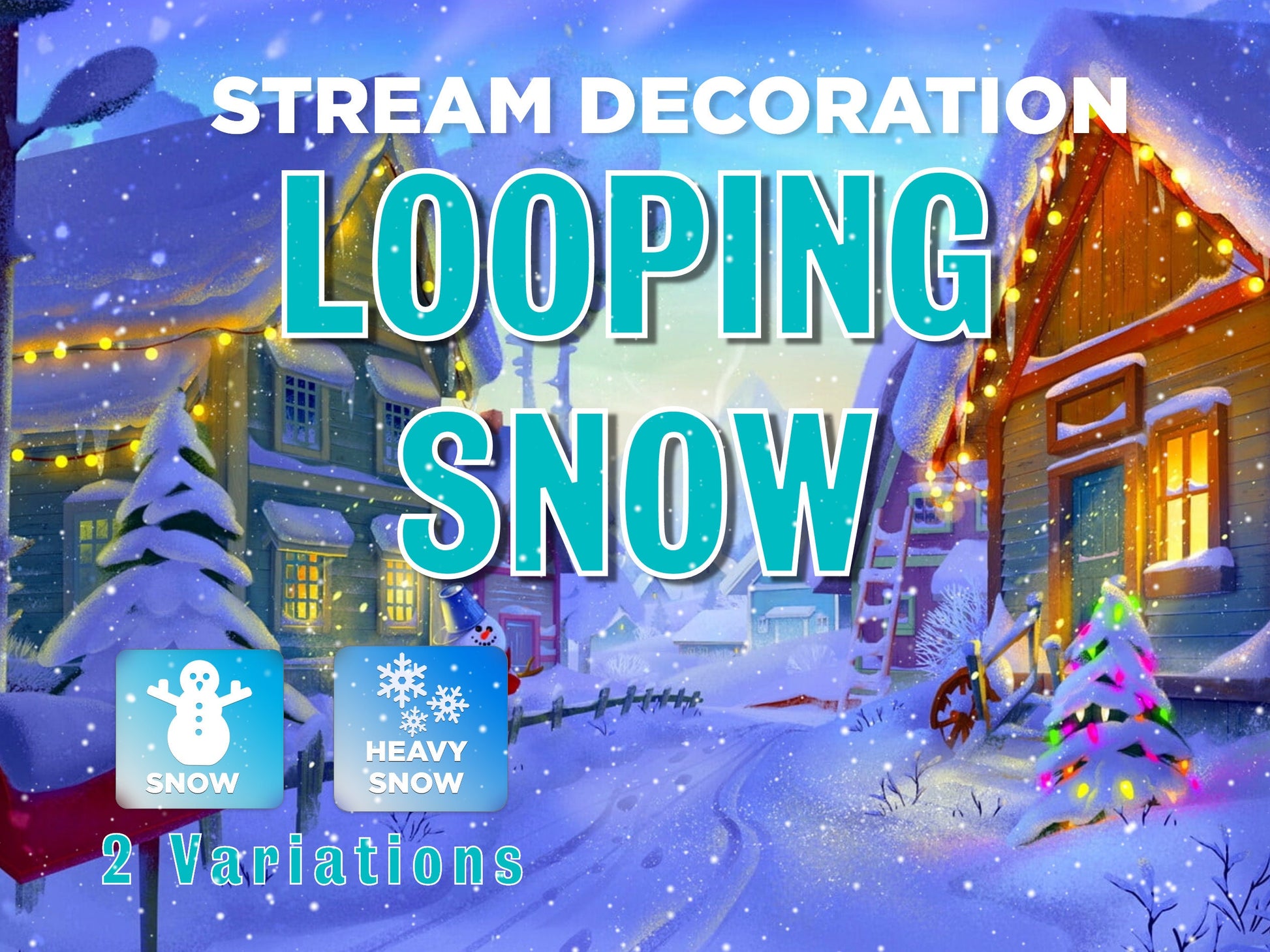 Snowing Decoration - Looping Snow Full Screen Animation - Perfect Loop Holiday Stream Overlay - Light & Heavy Snowfall Bundle - OBS Twitch