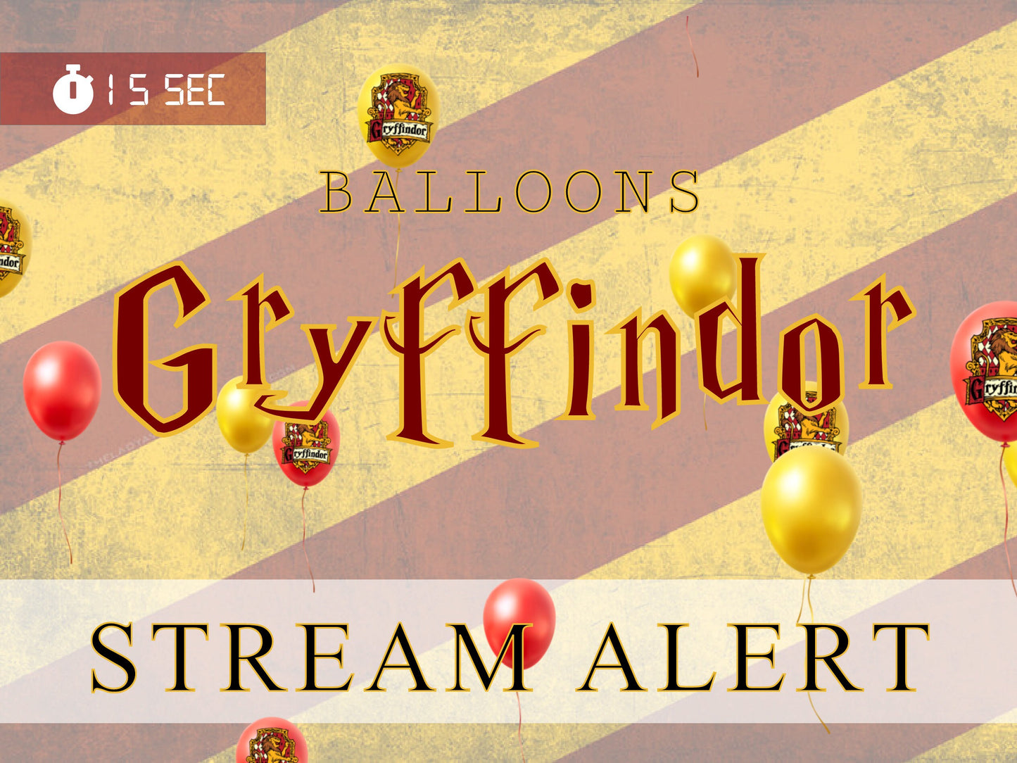 Gryffindor Balloons Stream Alert - Transparent Full Screen Animated Overlay - Support & Celebrate Your House - Hogwarts Legacy Wizard School