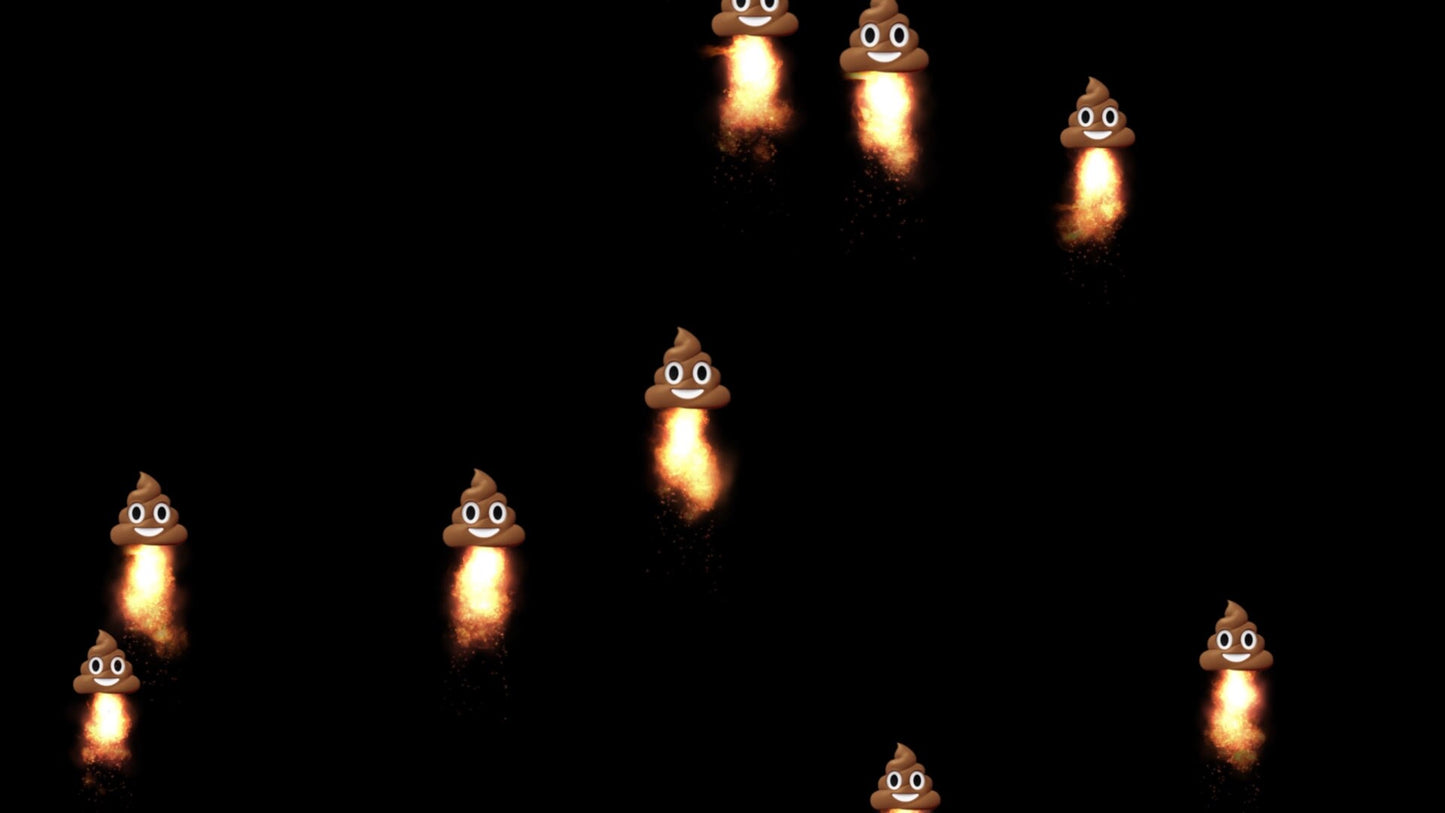 Poo Rockets Stream Alert Overlay - Flying Poop Emojis Effect - 1920x1080 Full Screen With Transparent Background - Fun April Fools Animation