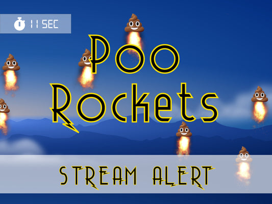 Poo Rockets Stream Alert Overlay - Flying Poop Emojis Effect - 1920x1080 Full Screen With Transparent Background - Fun April Fools Animation