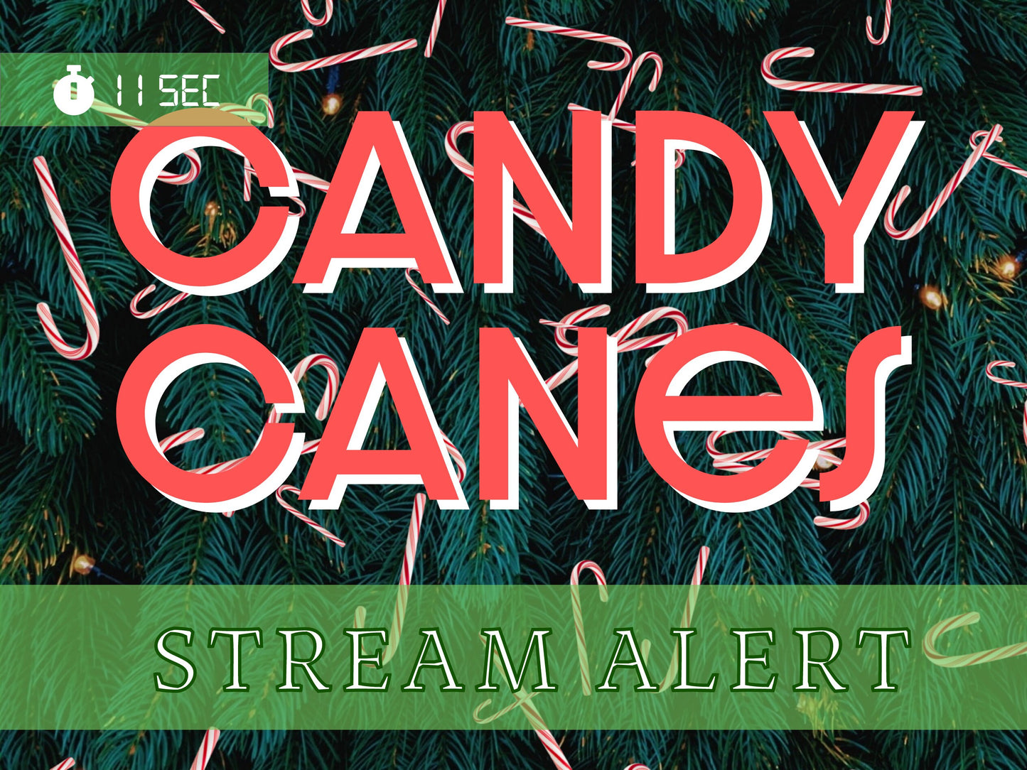 Candy Cane Rain Alert - Full Screen Stream Overlay - Animated Transparent Holiday Treat Drop - Twitch Youtube TikTok - Christmas Animation