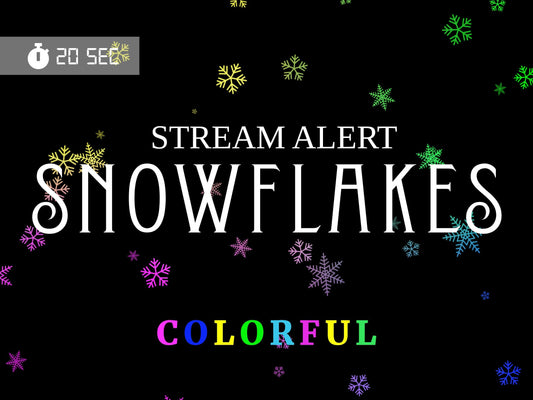 Colorful Snowflakes Alert - Rainbow Snow - Full Screen Overlay - Twitch Youtube Stream - Donations Cheers Hype - Cute Holiday Animation