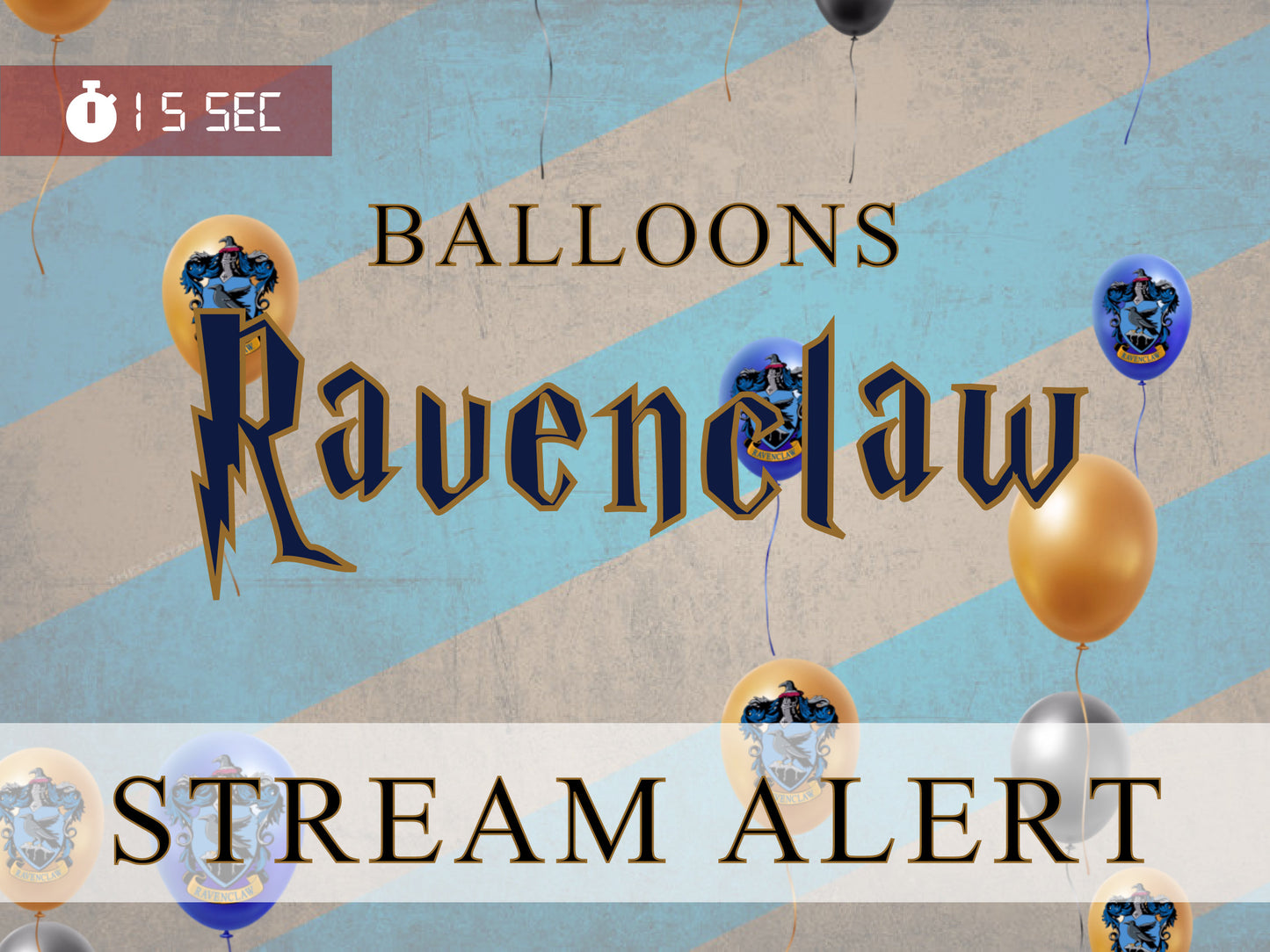 Hogwarts Alert Bundle - Gryffindor, Hufflepuff, Ravenclaw, Slytherin- Balloons and House Crest Full Screen Stream Animation Overlay Alerts