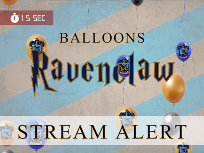 Hogwarts Alert Bundle - Gryffindor, Hufflepuff, Ravenclaw, Slytherin- Balloons and House Crest Full Screen Stream Animation Overlay Alerts