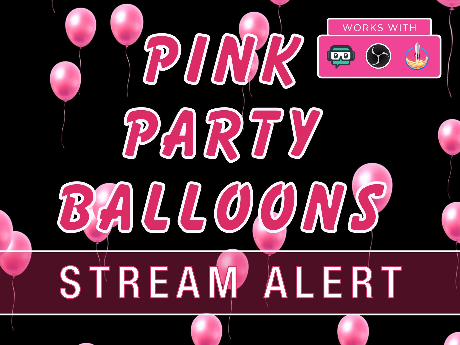 Floating Pink Balloons Effect - Birthday Stream - Transparent Animated Full Screen Overlay Alert - Donation Cheers Bits! Fun Party! HBD!