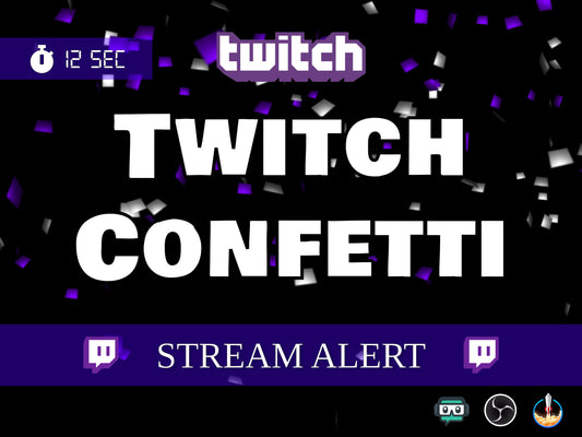 Twitch Confetti Alert - Full Screen Celebration - Transparent Overlay With Sound -  Purple + White Party Poppers - Affiliate & Partner Party