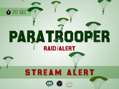 Raid Alert - Twitch Stream Full Screen Overlay - Animated Paratroopers Dropping In - Animation for Donations, Raids, Fun & Engagement