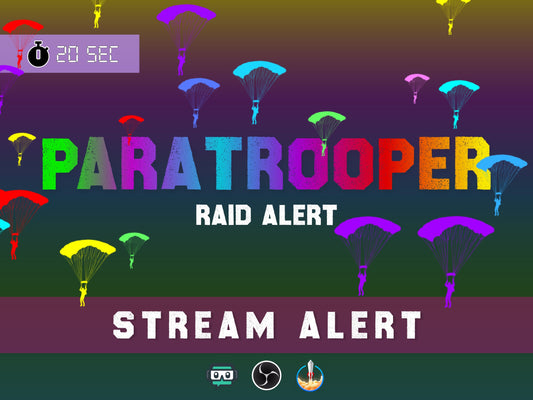 Rainbow Raid Alert - Twitch Full Screen Overlay - Animated Paratroopers Dropping In - For Stream Donations, Cheers, Raids, Fun & Engagement