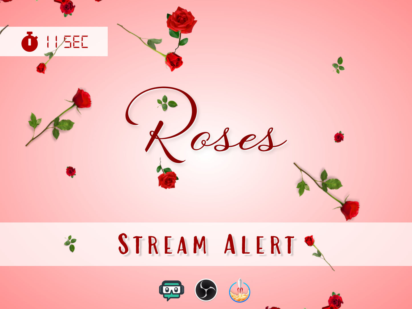 Falling Roses Alert - Full Screen Red Rose Animation - Animated Overlay for Stream Donations, Redemptions & Cheers - Valentine's Day - Love