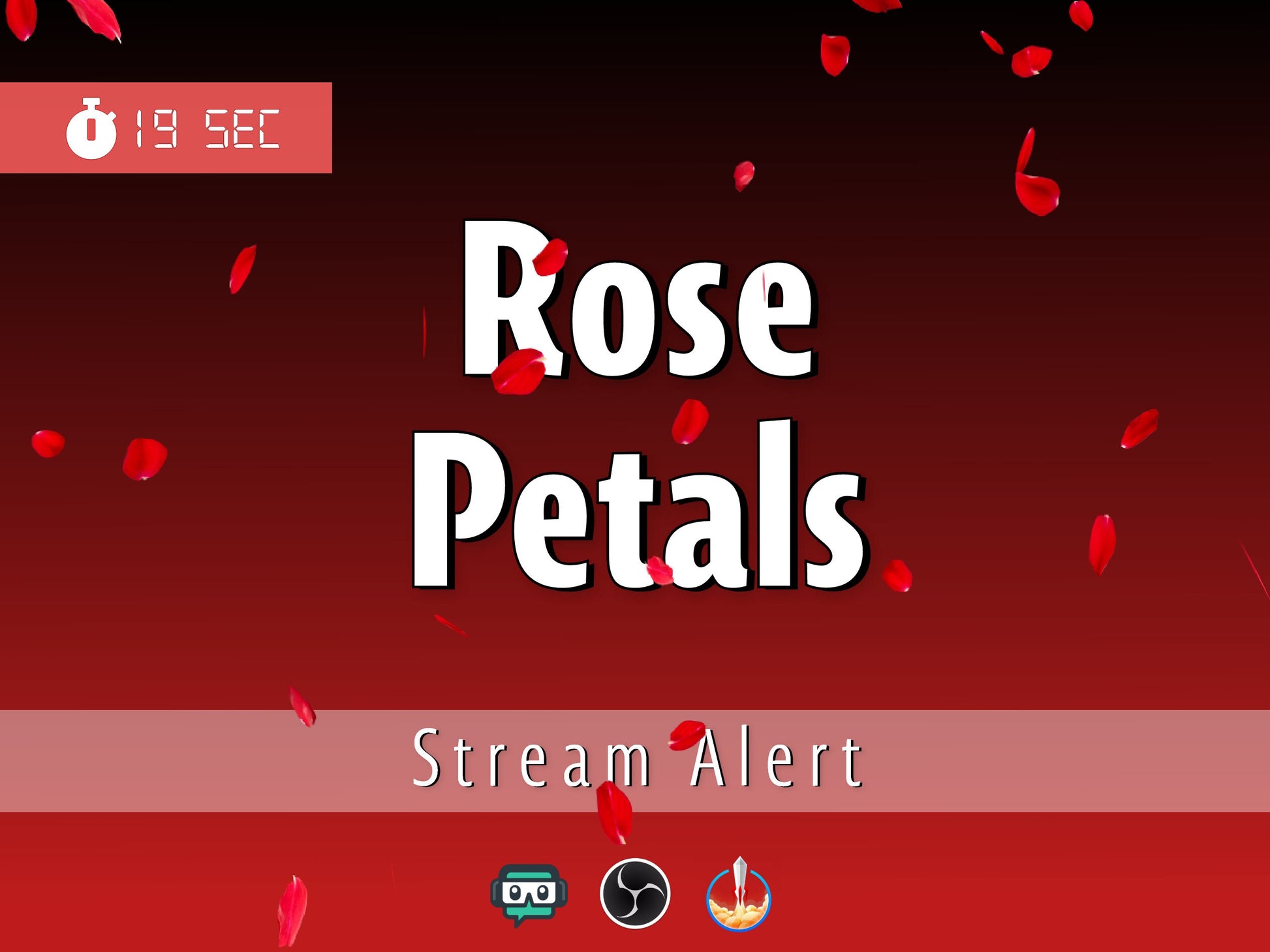 Valentine Twitch Alert - Full Screen Animated Red Petals Falling - Transparent Overlay for Stream Donations Redemptions Cheers - Roses Love