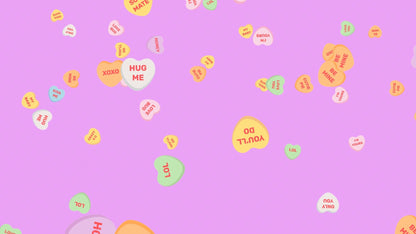 Candy Hearts Alert - Full Screen Animated Conversation Heart Rain - Valentine's Day Stream Overlay - Rainbow Love Quotes - Twitch Youtube