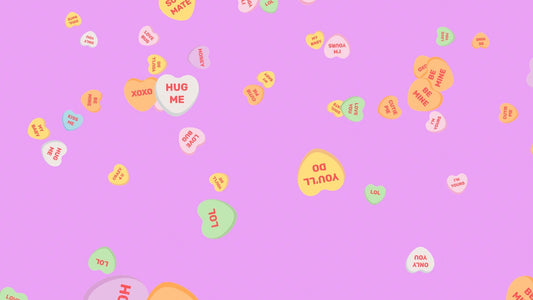 Candy Hearts Alert - Full Screen Animated Conversation Heart Rain - Valentine's Day Stream Overlay - Rainbow Love Quotes - Twitch Youtube