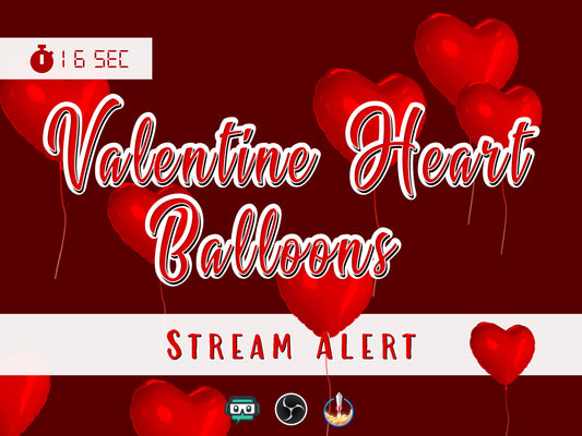 Valentine Heart Balloon Alert - Animated Floating Hearts Overlay - Full Screen - Transparent Background - Send Love - Twitch - Stream Effect