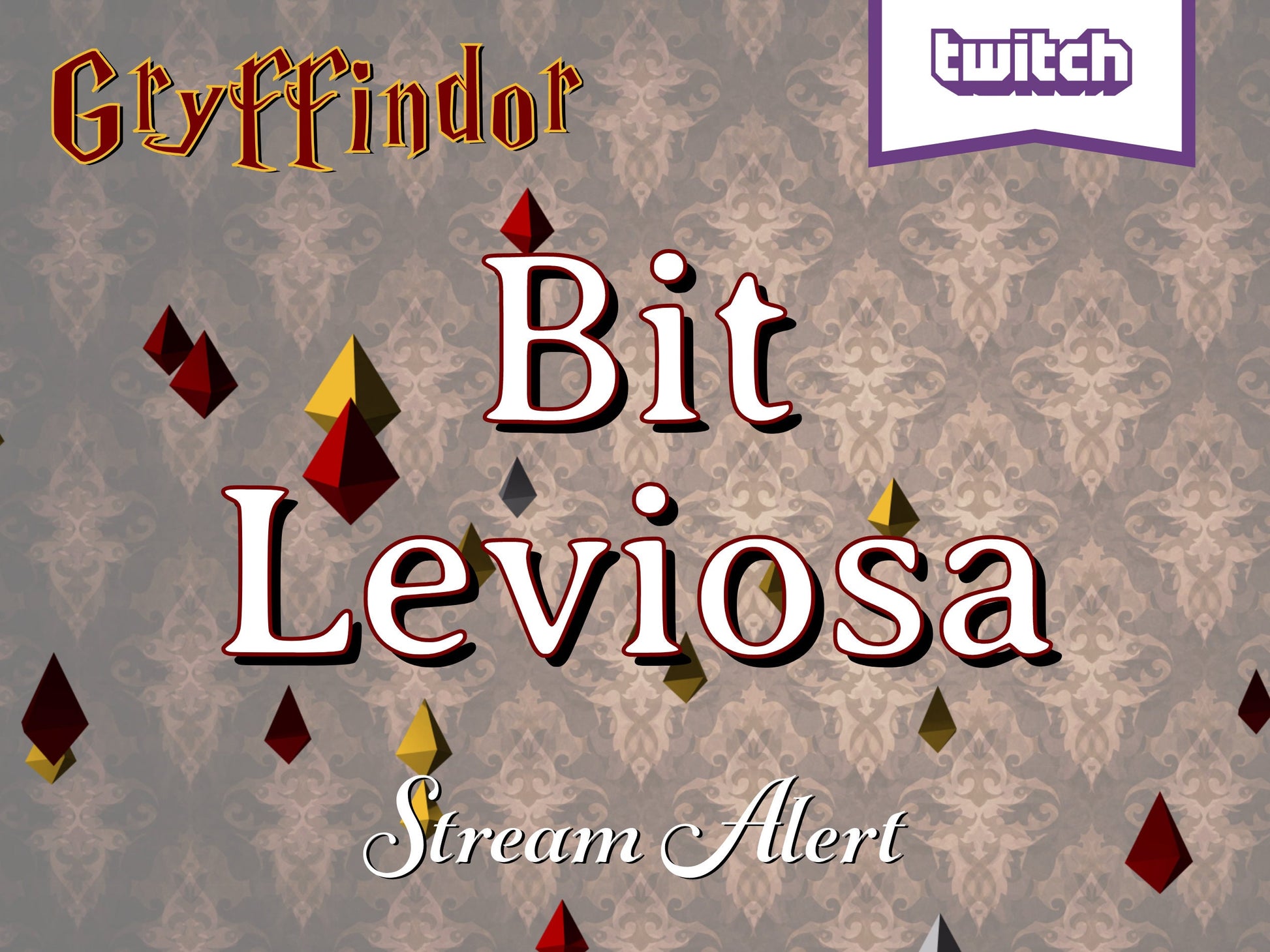 Gryffindor Bits Donation Animation Overlay - Bit Leviosa Full Screen Alert - Twitch Stream Cheers - Transparent Background - Hogwarts Legacy