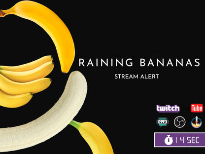 Raining Bananas Stream Overlay - Animated Alert - Banana Drop - Full Screen Animation with Transparent Background - Instant Download - FUNNY