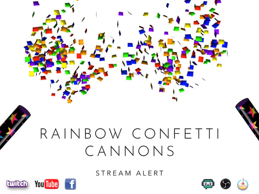 Confetti Stream Effect - Rainbow Party Popper Cannons - Sound - Full Screen Transparent Animated Alert For Donations, Followers, Subs, Gifts