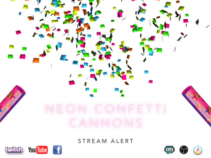 Neon Confetti Effect - Stream Alert - Party Popper Cannon With Sound - Full Screen Transparent Animated Alert For Donations, Followers, Subs