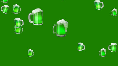 Green Beer Rain Effect - Full Screen Transparent 1920x1080 Stream Overlay - A Lucky Round o Beers For Chat & Streamer - St Patrick's Day Fun