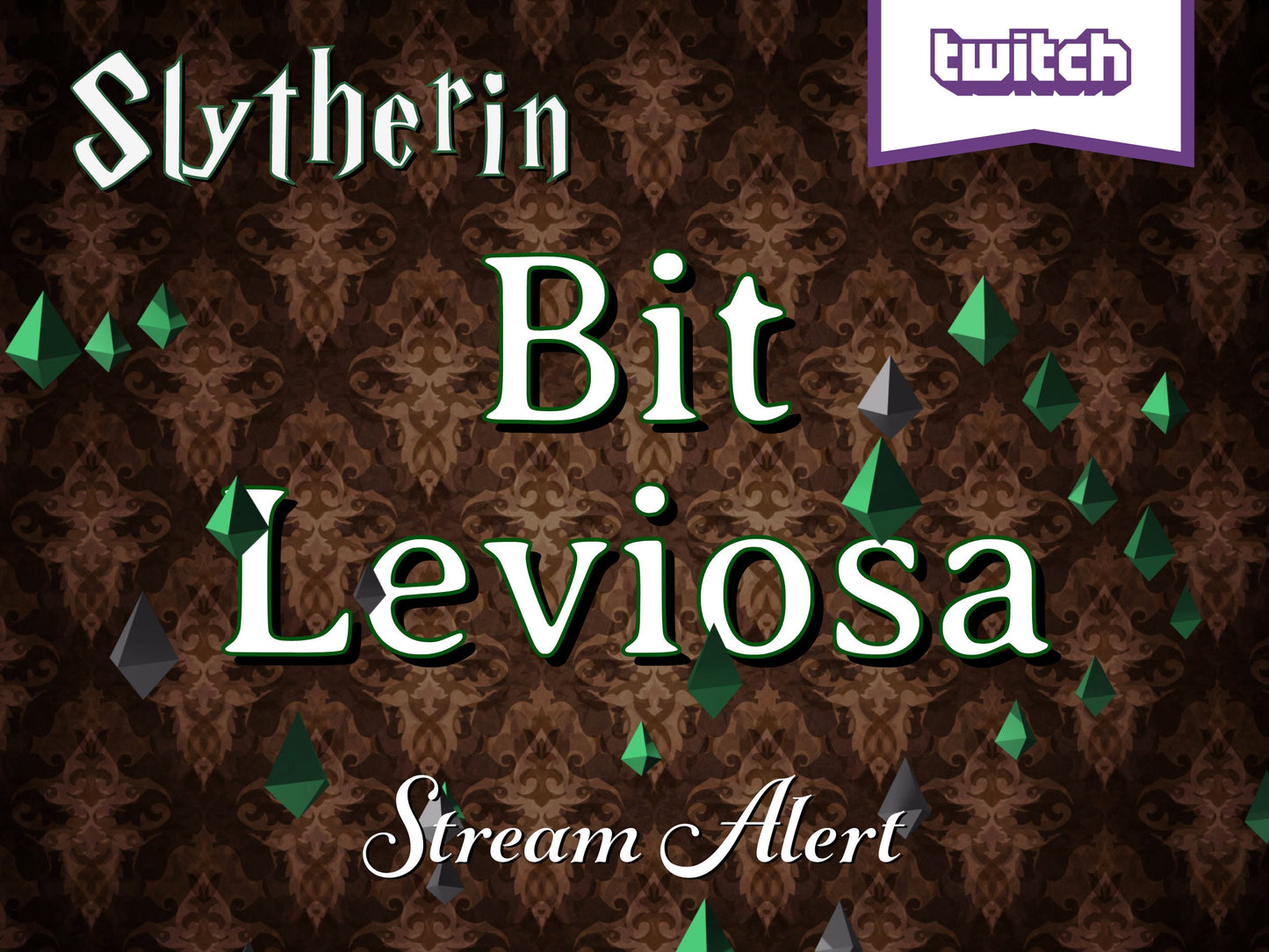 Slytherin Bits Donation Animation Overlay - Bit Leviosa Full Screen Alert - Twitch Stream Cheers - Transparent Background - Hogwarts Legacy