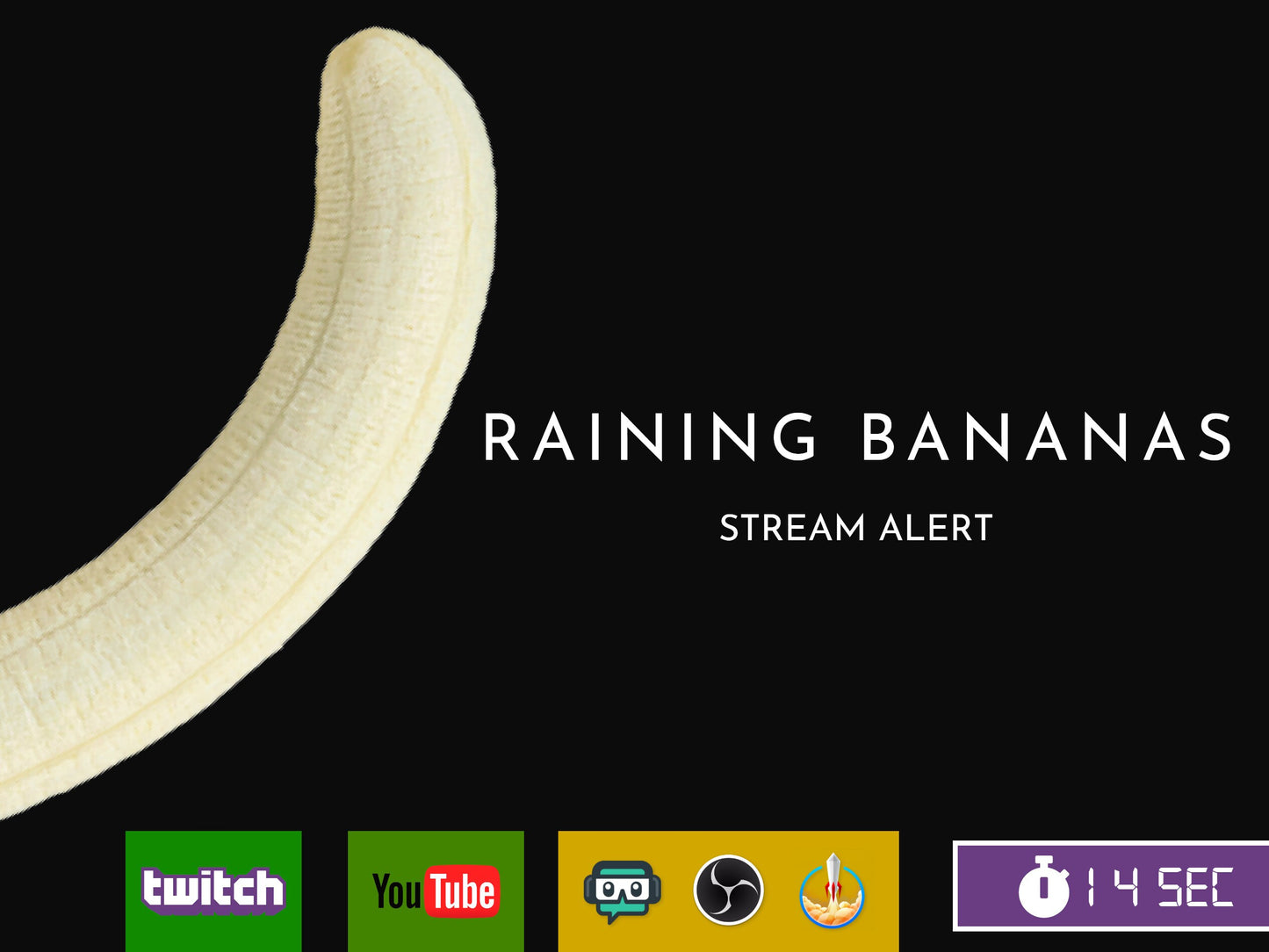 Raining Bananas Stream Overlay - Animated Alert - Banana Drop - Full Screen Animation with Transparent Background - Instant Download - FUNNY