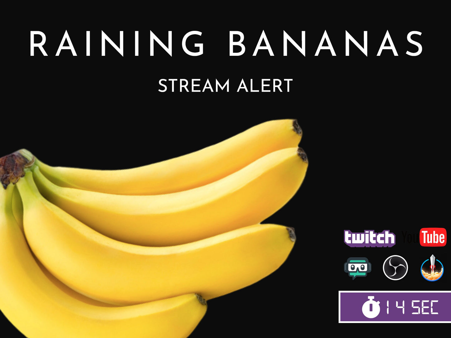 Raining Bananas Stream Overlay - Animated Alert - Banana Drop - Full Screen Animation with Transparent Background - Instant Download - FUNNY