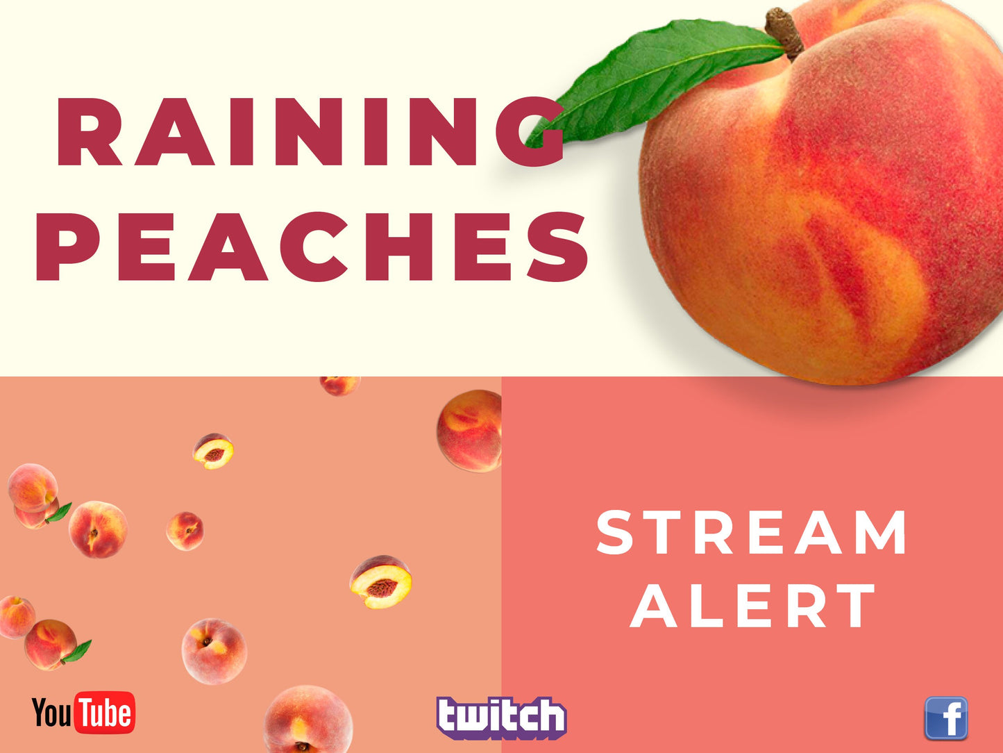 Peach Stream Effect - Raining Peaches Animated Overlay Alert - Full Screen 1920 x 1080 & Transparent - Fruity Silly Juicy Twitch Effects