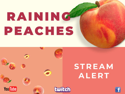 Peach Stream Effect - Raining Peaches Animated Overlay Alert - Full Screen 1920 x 1080 & Transparent - Fruity Silly Juicy Twitch Effects